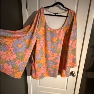 Floral Bell Sleeve Mini Dress